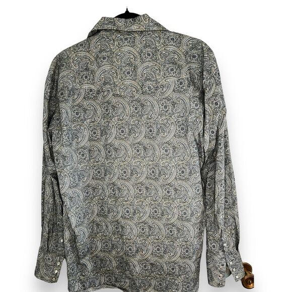 Roper Mens Shirt Pearl Snap Front Paisley Print Long Sleeve Western Gray Sz Med - Picture 3 of 15